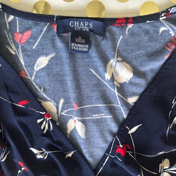 Chaps Black Wrap Cap Sleeve Blouse - Picture 2 of 2